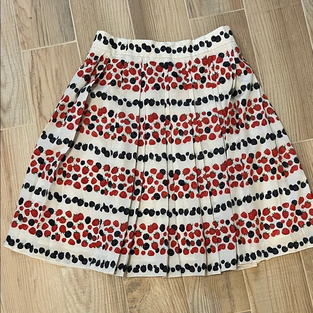J. Crew A-Line Skirt with Red and Black Berry Print